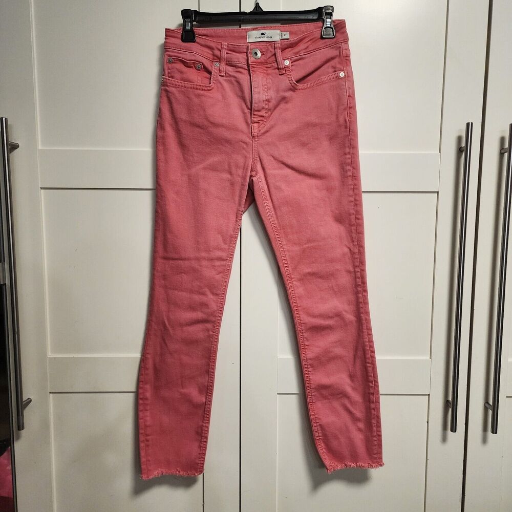 Vineyard Vines Jeans Sz 27 Coral Salmon High Rise Skinny Pants Preppy designer